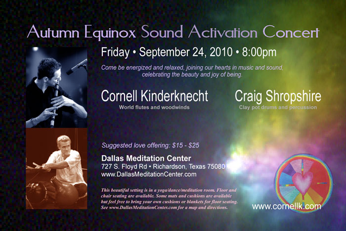 Autumn Equinox Sound Activation Concert, Cornell Kinderknecht and Craig Shropshire - September 24, 2010 - Richardson/Dallas, Texas