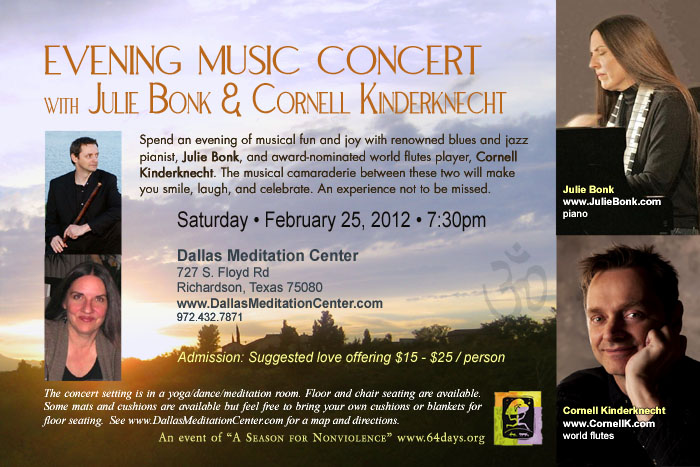 Evening Concert with Julie Bonk and Cornell Kinderknecht - February 25, 2012 - Richardson/Dallas, Texas