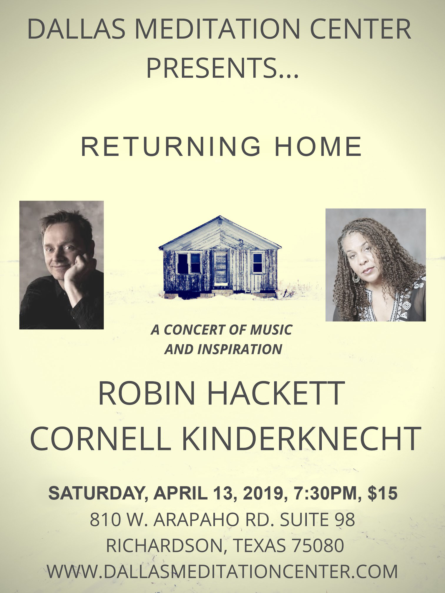 Concert with Robin Hackett and Cornell Kinderknecht - April 13, 2019 - Richardson/Dallas, Texas