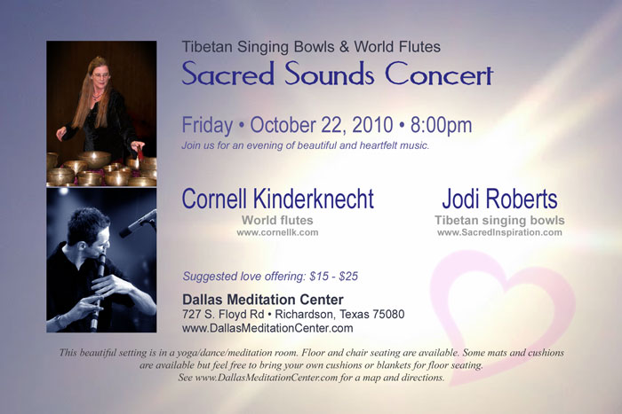 Sacred Sounds Concert, Cornell Kinderknecht and Jodi Roberts - October 22, 2010 - Richardson/Dallas, Texas