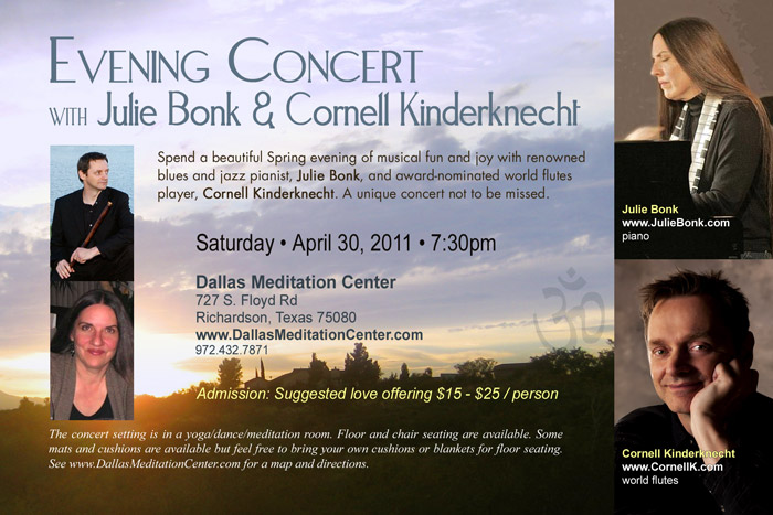 Evening Concert with Julie Bonk and Cornell Kinderknecht - April 30, 2011 - Richardson/Dallas, Texas