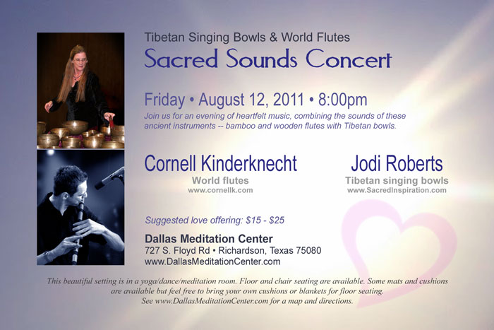 Sacred Sounds Concert, Cornell Kinderknecht and Jodi Roberts - August 12, 2011 - Richardson/Dallas, Texas