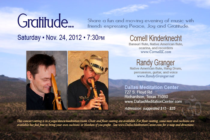 Gratitude Concert, Cornell Kinderknecht and Randy Granger - November 24, 2012 - Richardson/Dallas, Texas