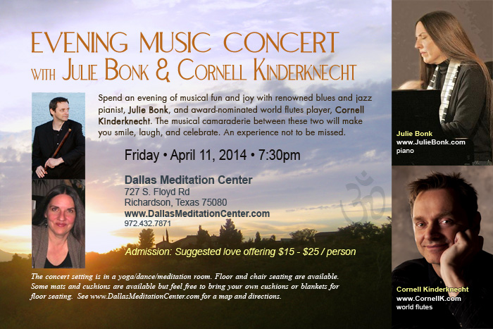 Evening Concert with Julie Bonk and Cornell Kinderknecht - April 11, 2014 - Richardson/Dallas, Texas